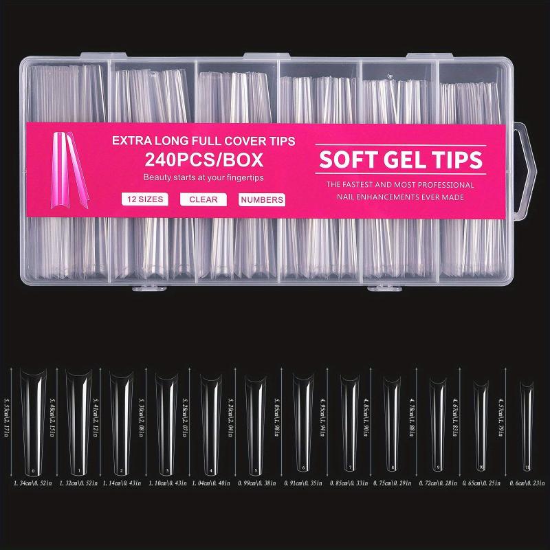 240pcs Clear Acrylic Press On Nails Full Coverage Shapes