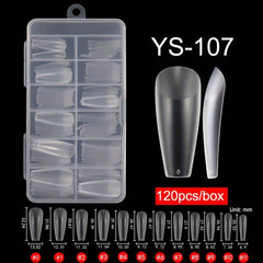 120 pcs Clear Acrylic Nail Tips in Box 10 Sizes DIY Nail Salons