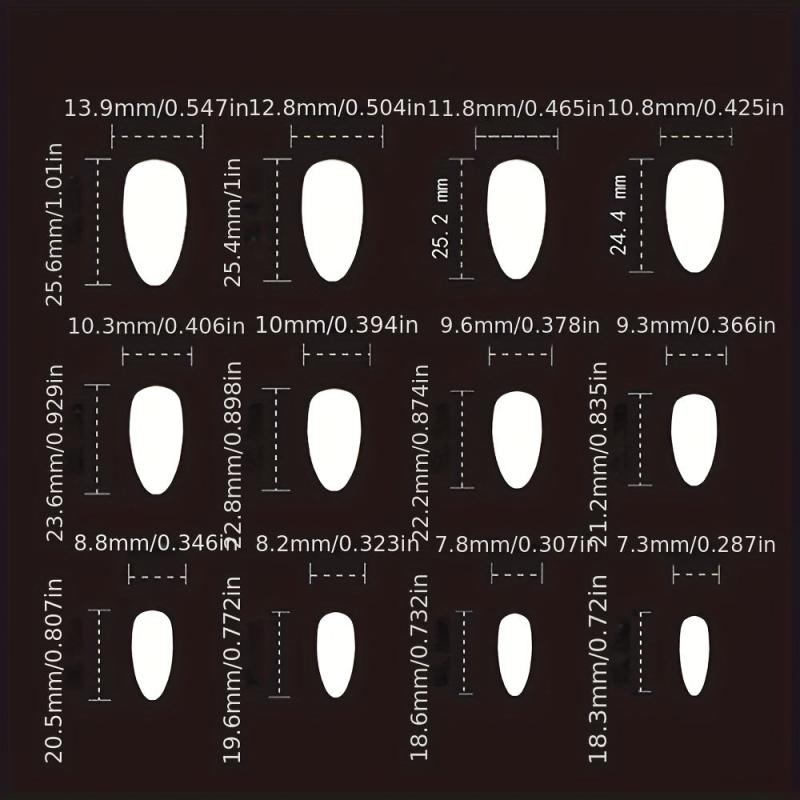 24pcs Purple Glitter Long Press On Nails w/ Star Full Cover Oval False Nails