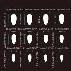 24pcs Purple Glitter Long Press On Nails w/ Star Full Cover Oval False Nails