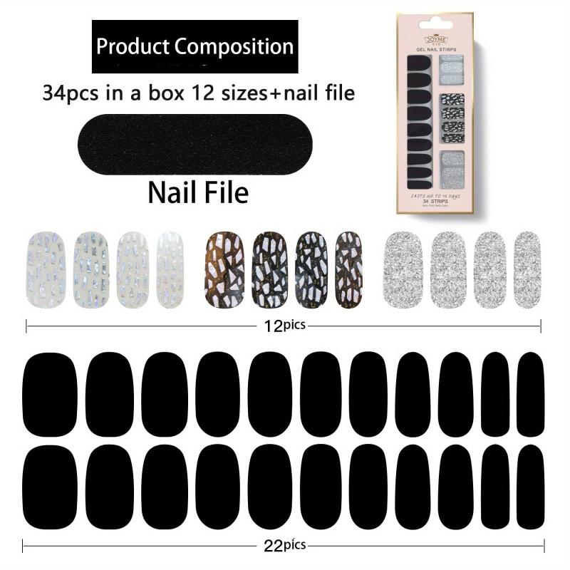 34 Pcs Colorful Nail Stickers Self Adhesive Decal For Women And Girls