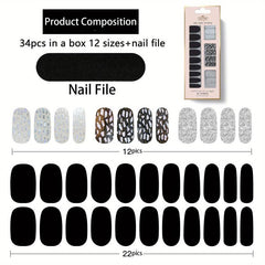 34 Pcs Colorful Nail Stickers Self Adhesive Decal For Women And Girls
