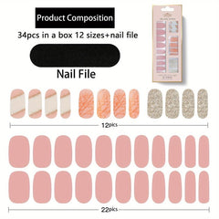 34 Pcs Colorful Nail Stickers Self Adhesive Decal For Women And Girls