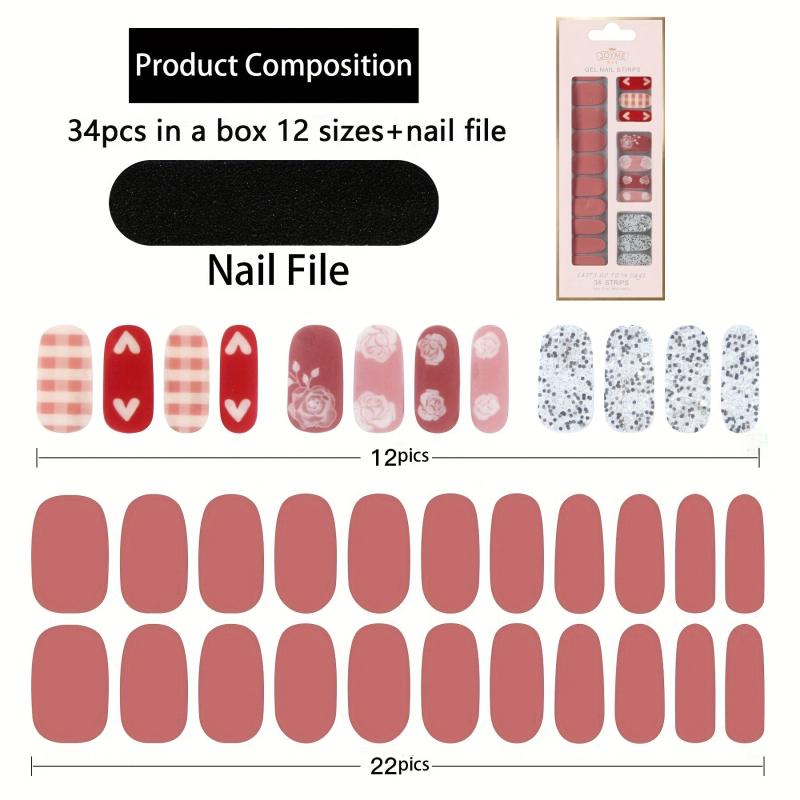 34 Pcs Colorful Nail Stickers Self Adhesive Decal For Women And Girls
