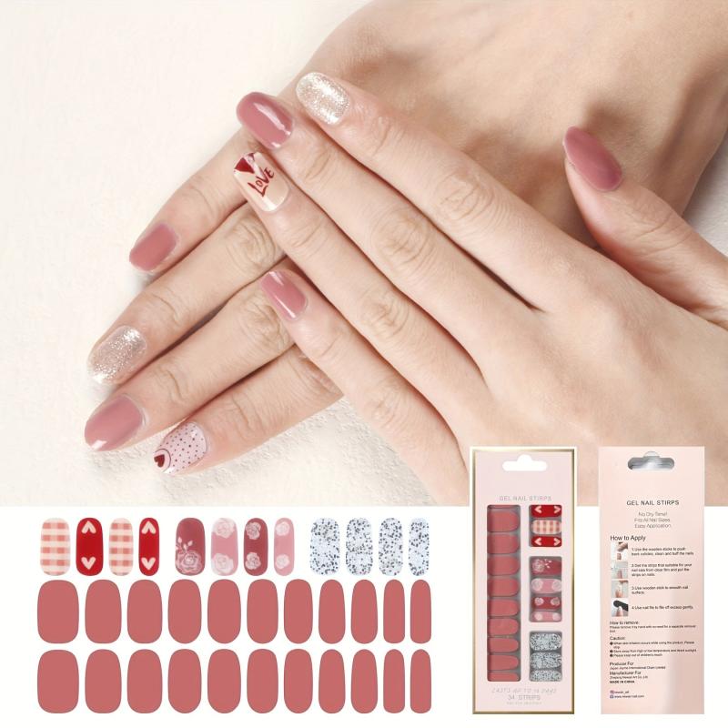 34 Pcs Colorful Nail Stickers Self Adhesive Decal For Women And Girls