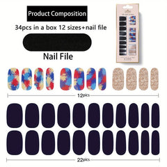 34 Pcs Colorful Nail Stickers Self Adhesive Decal For Women And Girls