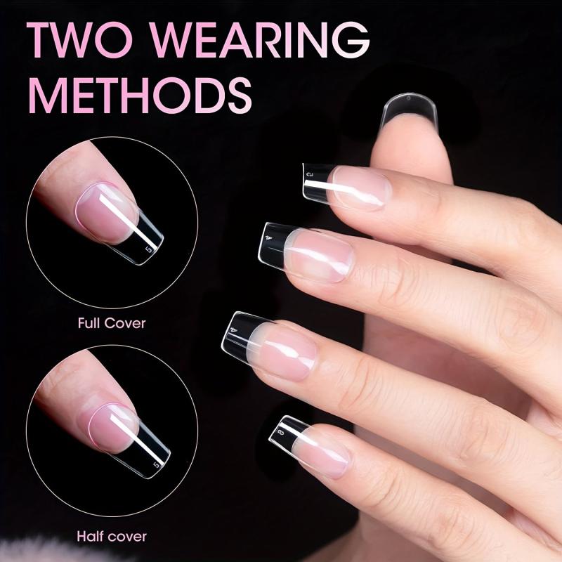 600Pcs Square Nail Tips Full Cover 12 Sizes Acrylic False Press On Manicure