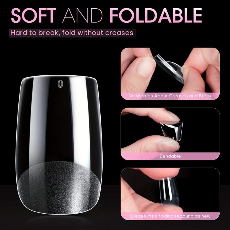 600Pcs Square Nail Tips Full Cover 12 Sizes Acrylic False Press On Manicure