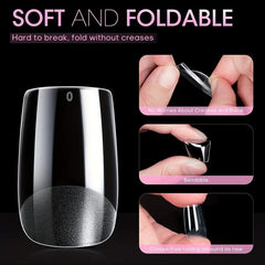 600Pcs Square Nail Tips Full Cover 12 Sizes Acrylic False Press On Manicure
