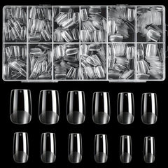 600Pcs Square Nail Tips Full Cover 12 Sizes Acrylic False Press On Manicure