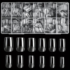 600Pcs Square Nail Tips Full Cover 12 Sizes Acrylic False Press On Manicure