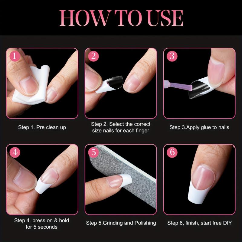 120PCS Coffin Nail Tips Clear False Nails 12 Sizes Acrylic Press On Nails