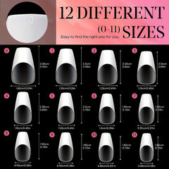 120PCS Coffin Nail Tips Clear False Nails 12 Sizes Acrylic Press On Nails