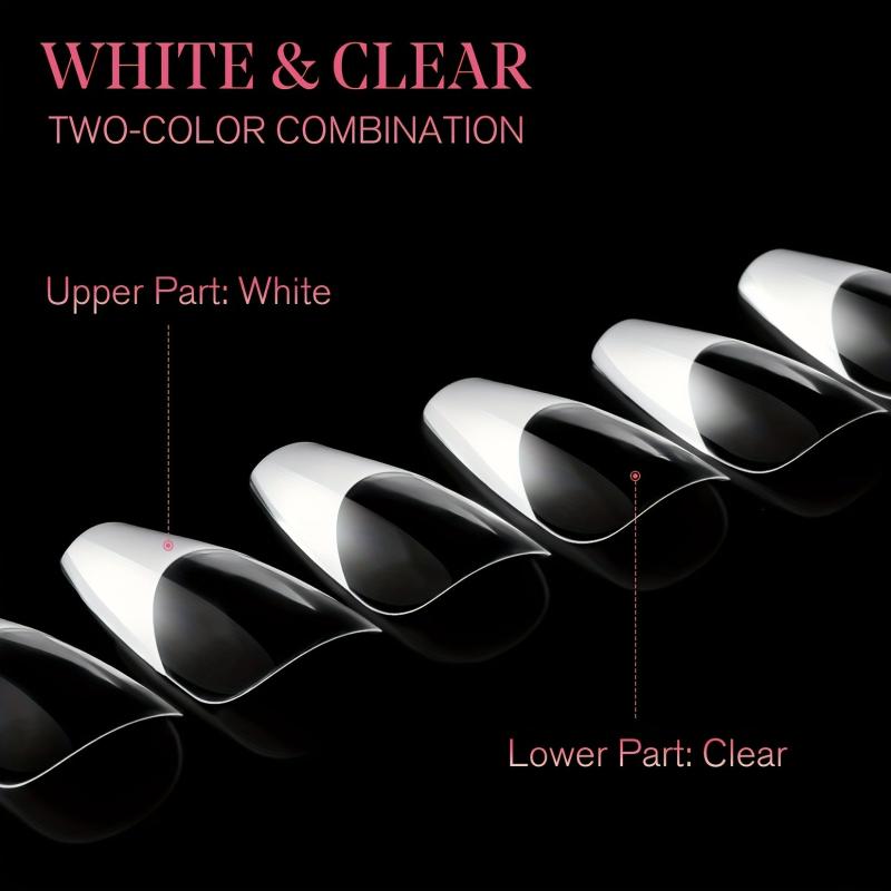 120PCS Coffin Nail Tips Clear False Nails 12 Sizes Acrylic Press On Nails