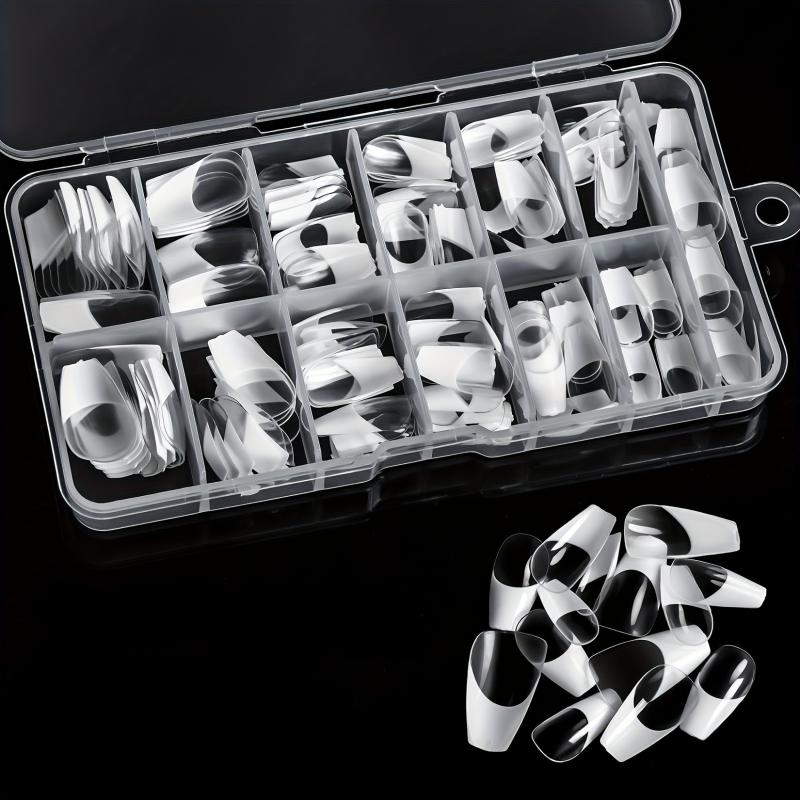 120PCS Coffin Nail Tips Clear False Nails 12 Sizes Acrylic Press On Nails
