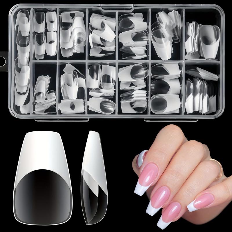 120PCS Coffin Nail Tips Clear False Nails 12 Sizes Acrylic Press On Nails