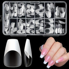 120PCS Coffin Nail Tips Clear False Nails 12 Sizes Acrylic Press On Nails