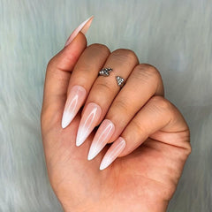 24pcs Pink Gradient French Tip Stiletto Press On Nails for Women Girls