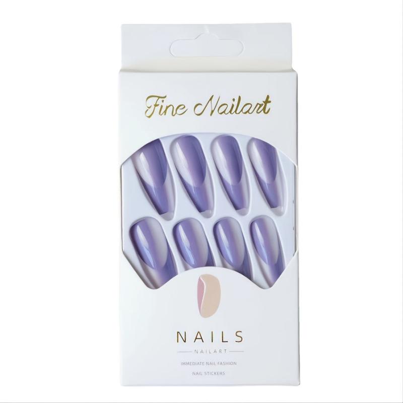24 pcs Purple Jade Press On Nails Full Cover Ballerina Manicure