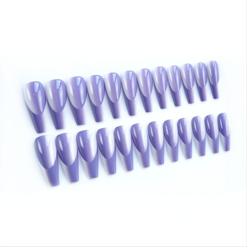24 pcs Purple Jade Press On Nails Full Cover Ballerina Manicure