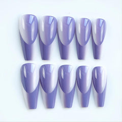24 pcs Purple Jade Press On Nails Full Cover Ballerina Manicure