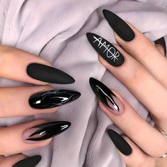 Flame Snake Moon Star Press On Nails Set with Adhesive Tabs and Nail File