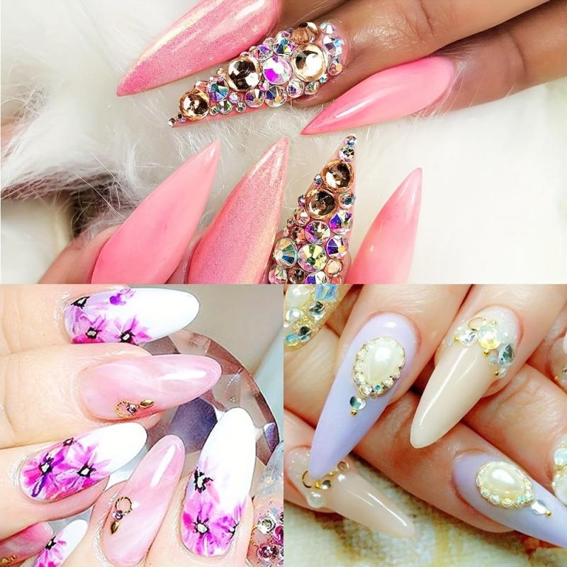 500pcs Stiletto Shaped Clear Gel Nail Tips With Box