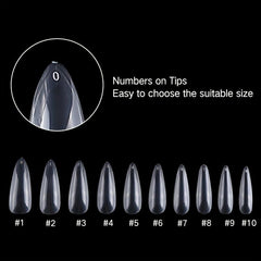 500pcs Stiletto Shaped Clear Gel Nail Tips With Box