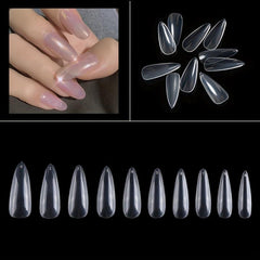 500pcs Stiletto Shaped Clear Gel Nail Tips With Box