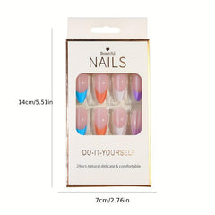 24 pcs Oval Almond Press On Nails Realistic French False Nails