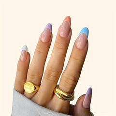 24 pcs Oval Almond Press On Nails Realistic French False Nails