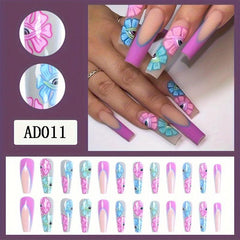 24pcs Boxed Rainbow Devil's Eye Ballet Nail Glossy Manicure Nails