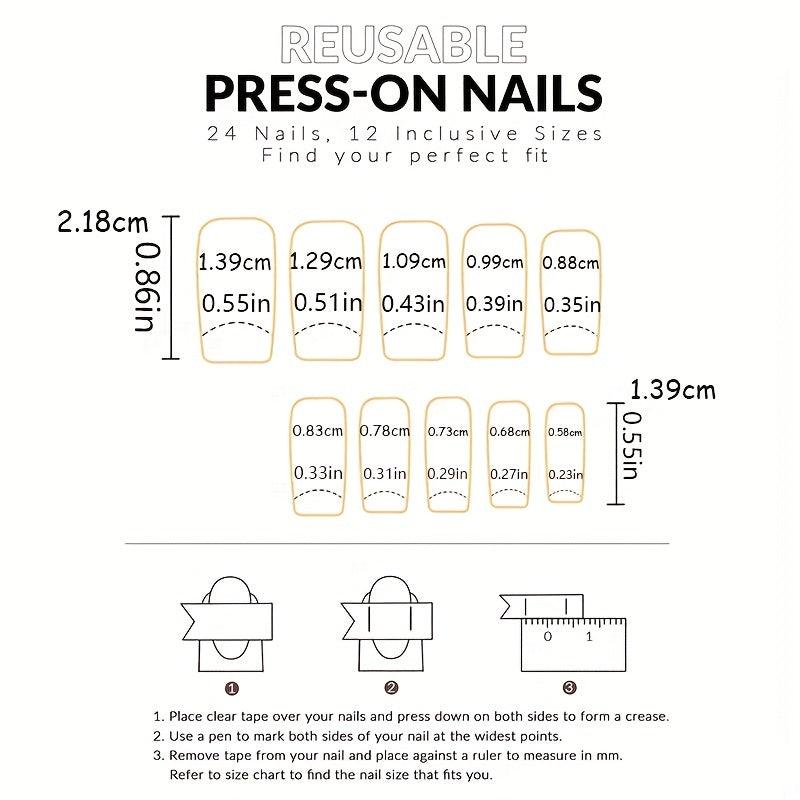 Matte French Tip Press On Nails with Heart Full Cover False Nails