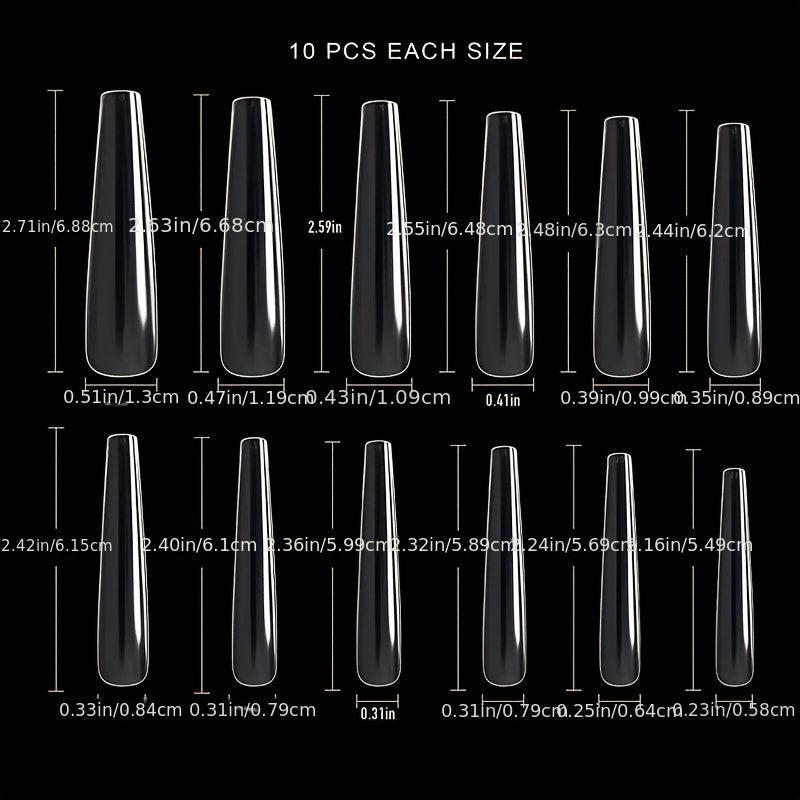 240 pcs XL Stiletto Nail Tips Acrylic False Nails with Box