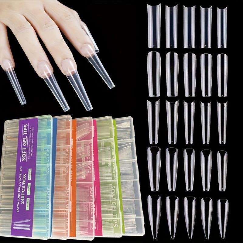 240 pcs XL Stiletto Nail Tips Acrylic False Nails with Box