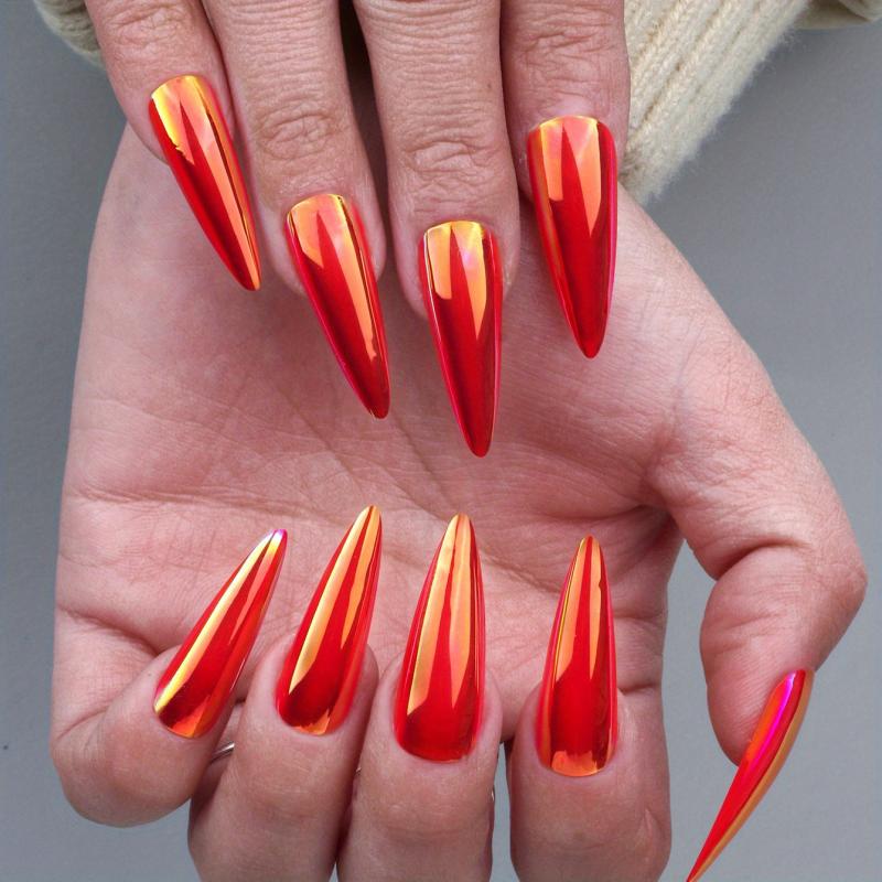 24pcs Aurora Iridescent Magic Mirror False Nails