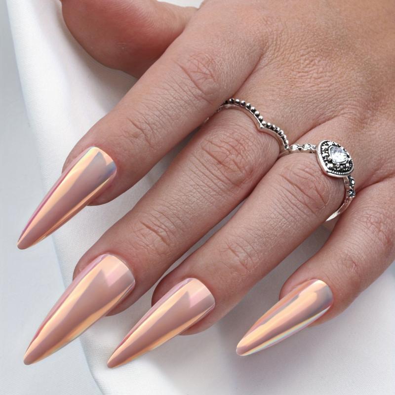 24pcs Aurora Iridescent Magic Mirror False Nails