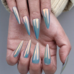 24pcs Aurora Iridescent Magic Mirror False Nails