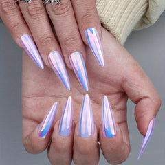 24pcs Aurora Iridescent Magic Mirror False Nails