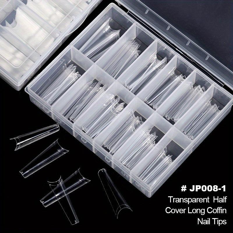 Clear Acrylic Nail Tips Long Coffin Shape False Nail Tips for Nail Extension