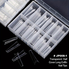 Clear Acrylic Nail Tips Long Coffin Shape False Nail Tips for Nail Extension