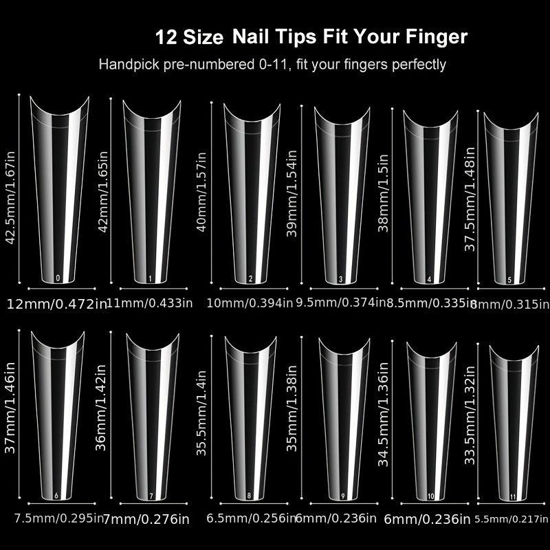 Clear Acrylic Nail Tips Long Coffin Shape False Nail Tips for Nail Extension