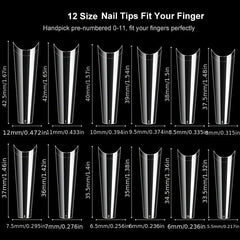 Clear Acrylic Nail Tips Long Coffin Shape False Nail Tips for Nail Extension