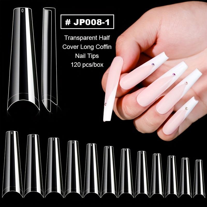 Clear Acrylic Nail Tips Long Coffin Shape False Nail Tips for Nail Extension