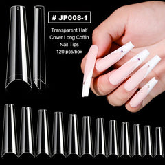 Clear Acrylic Nail Tips Long Coffin Shape False Nail Tips for Nail Extension