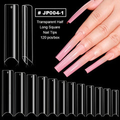Clear Acrylic Nail Tips Long Coffin Shape False Nail Tips for Nail Extension
