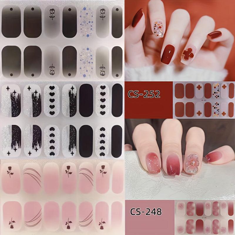 3 Sheets Nail Polish Stickers Self Adhesive Nail Strips Art Decals