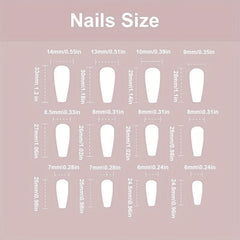 24pcs Colorful Gradient Extra Long Coffin Nails with Coconut Tree Moon