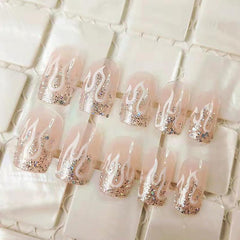 24pcs Flame Glitter Nail Patch Stickers for Nail Art