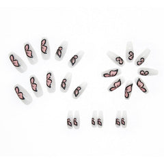 24 pcs Butterfly Press On Nails French Tips DIY Manicure